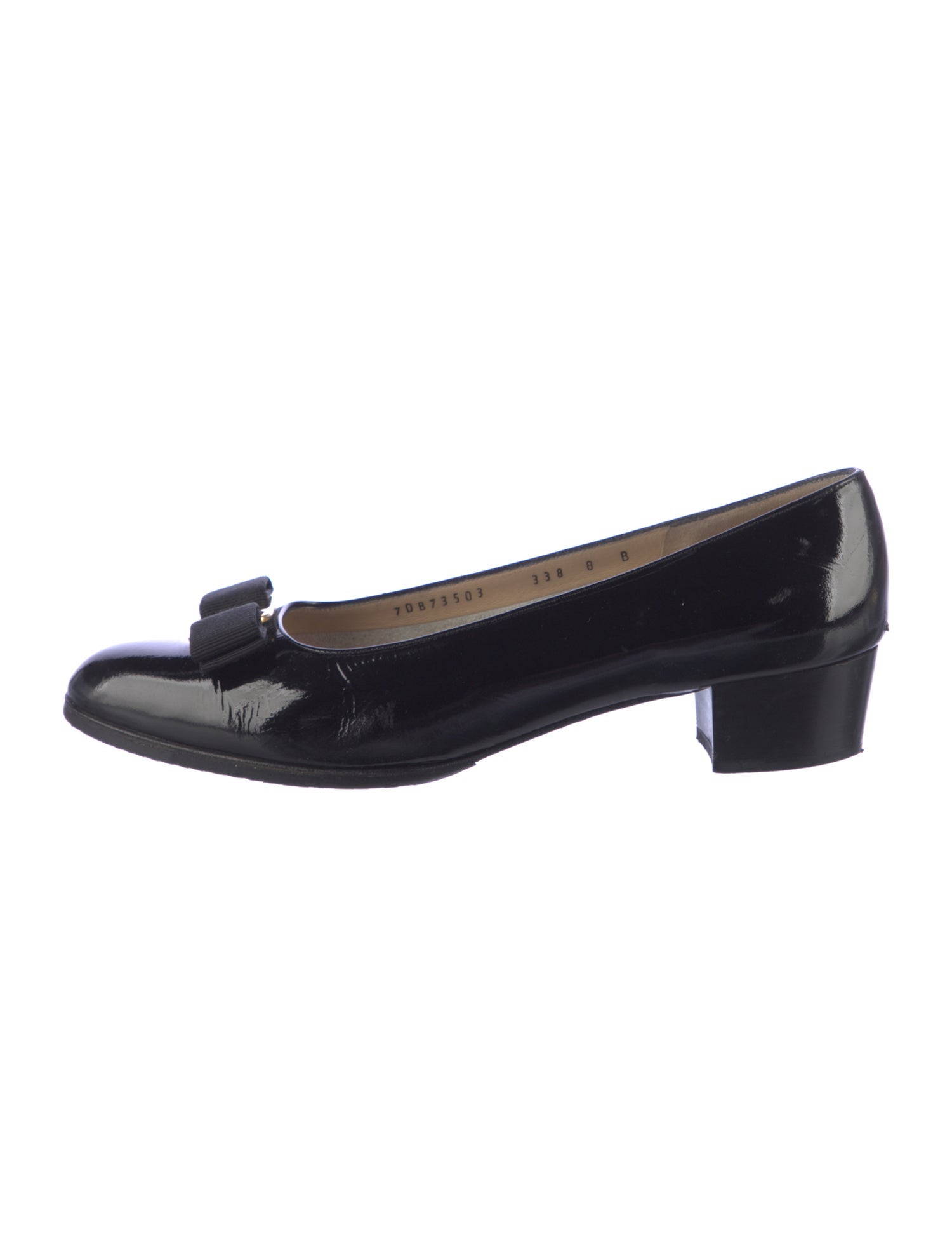 Salvatore Ferragamo Patent Leather Bow Accents Pumps