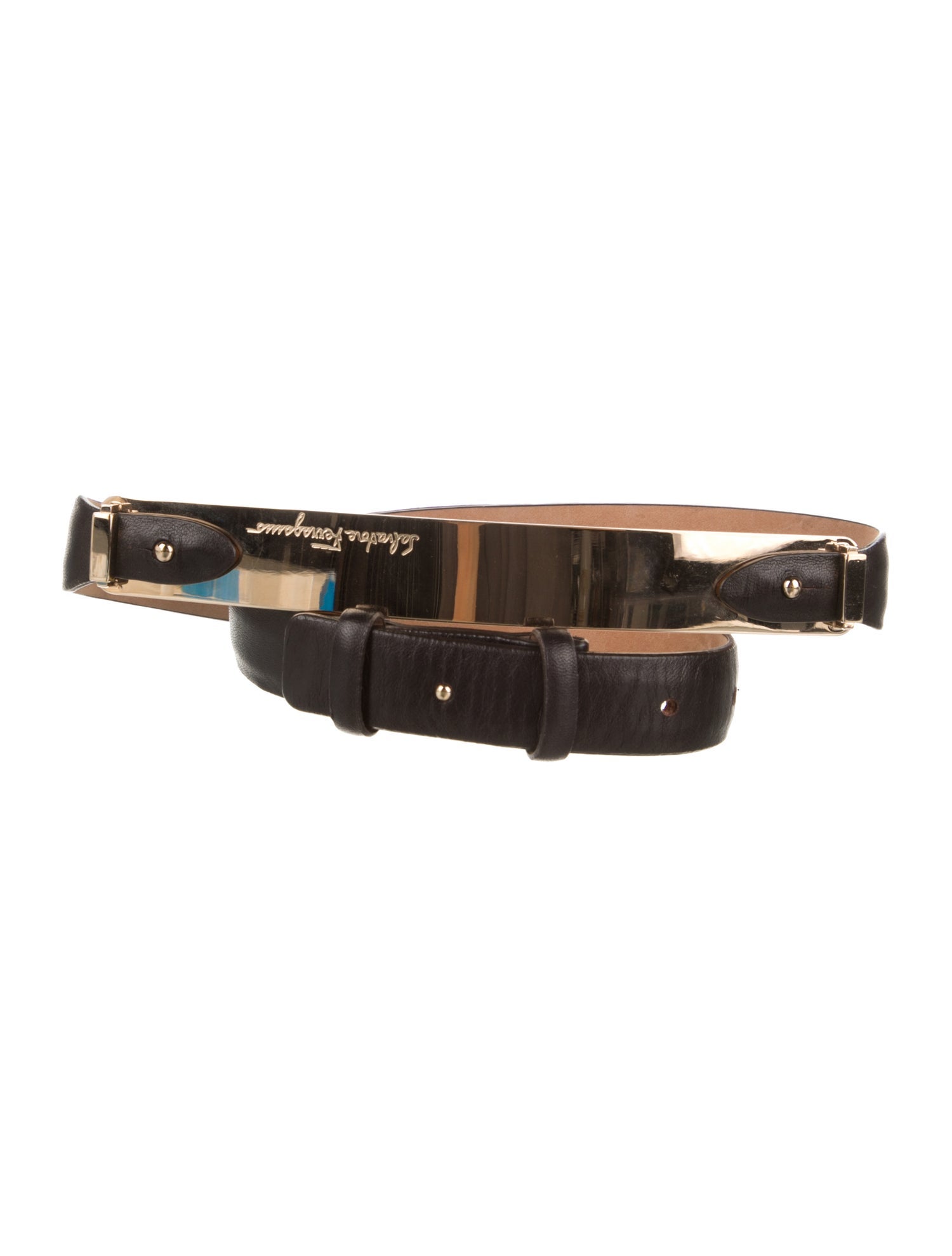 Salvatore Ferragamo Skinny Embossed Leather Waist Belt