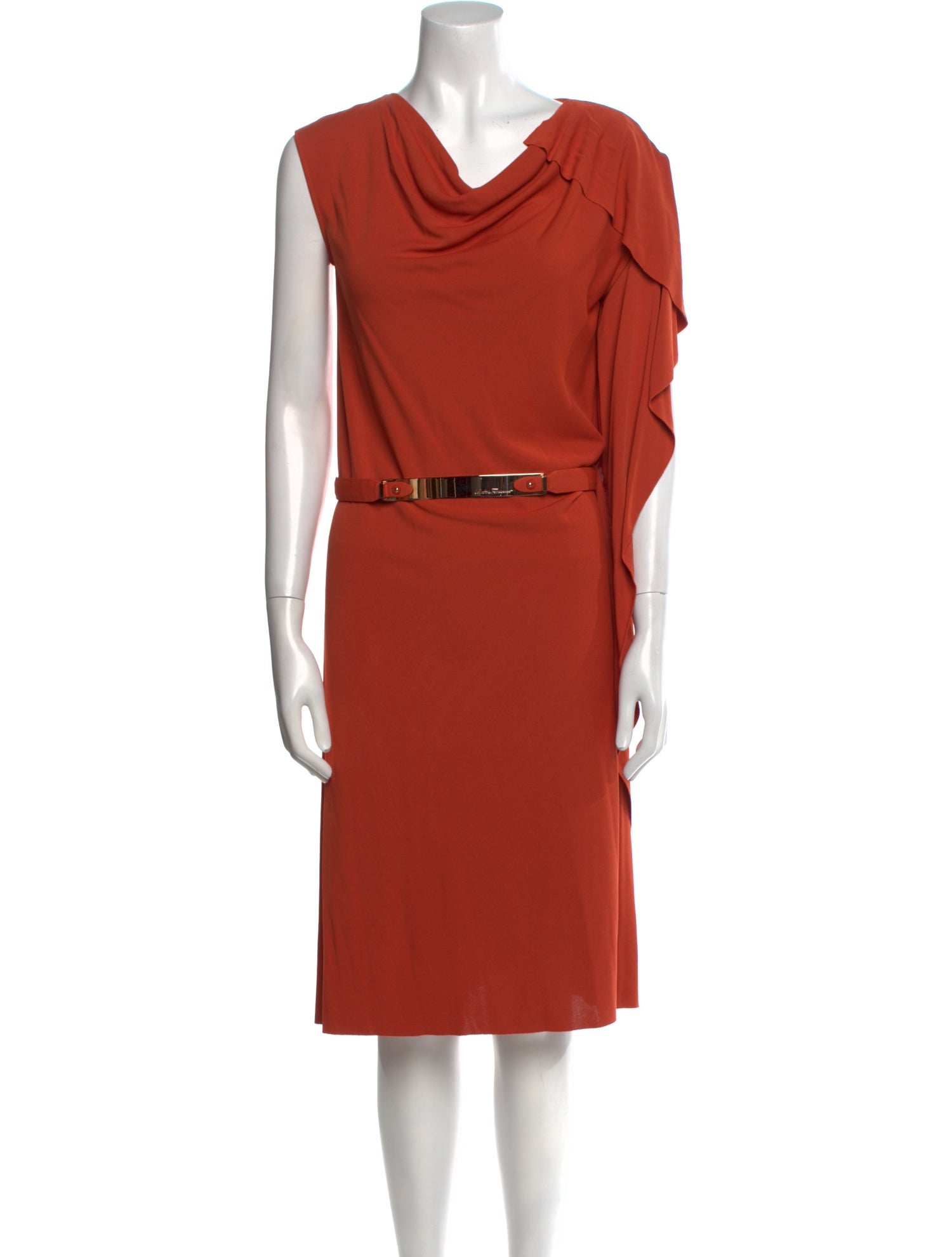 Salvatore Ferragamo Cowl Neck Knee-Length Dress