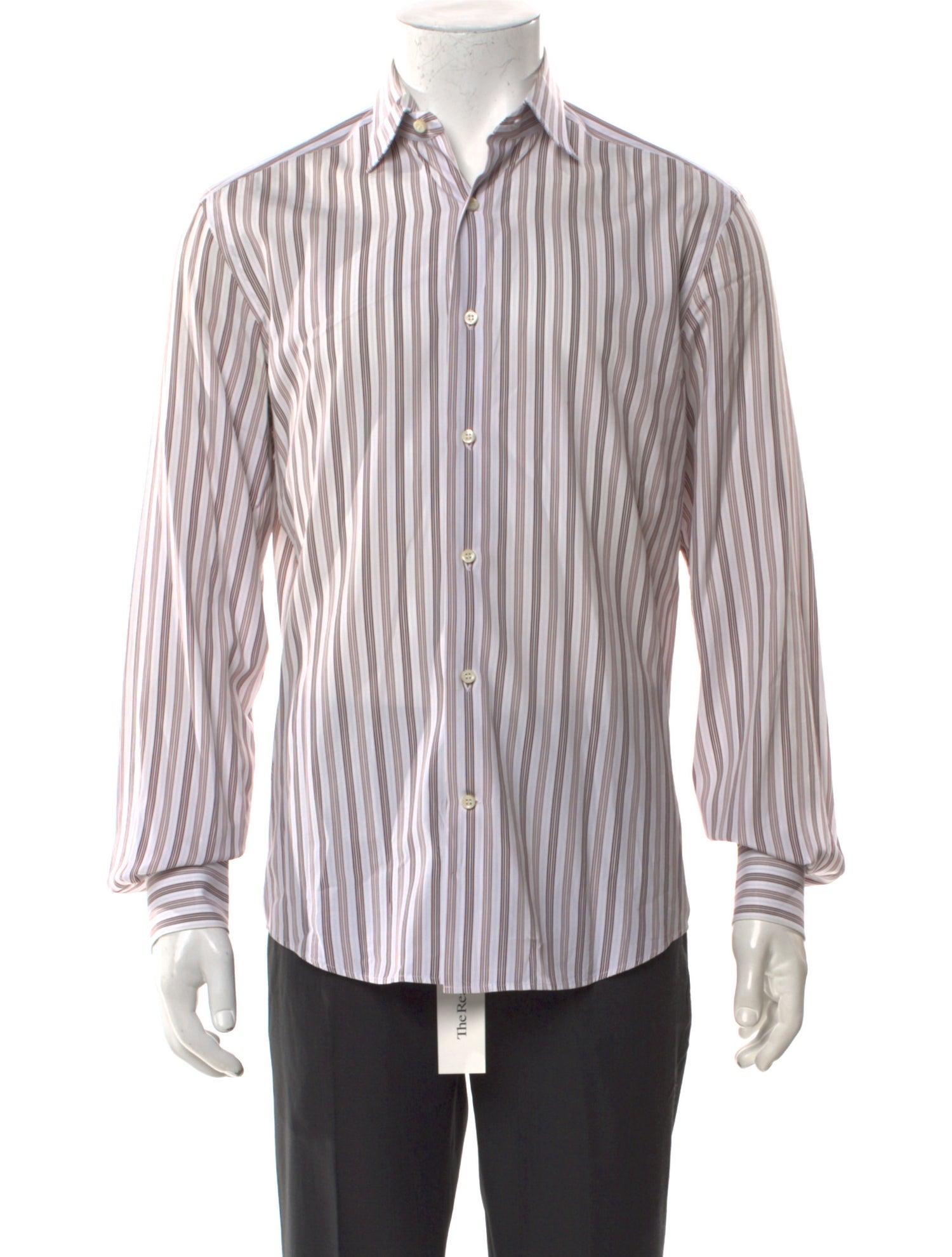 Salvatore Ferragamo Striped Long Sleeve Dress Shirt