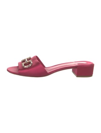 Salvatore Ferragamo Satin Crystal Embellishments Slides