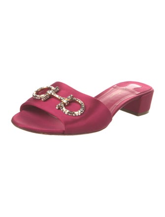 Salvatore Ferragamo Satin Crystal Embellishments Slides