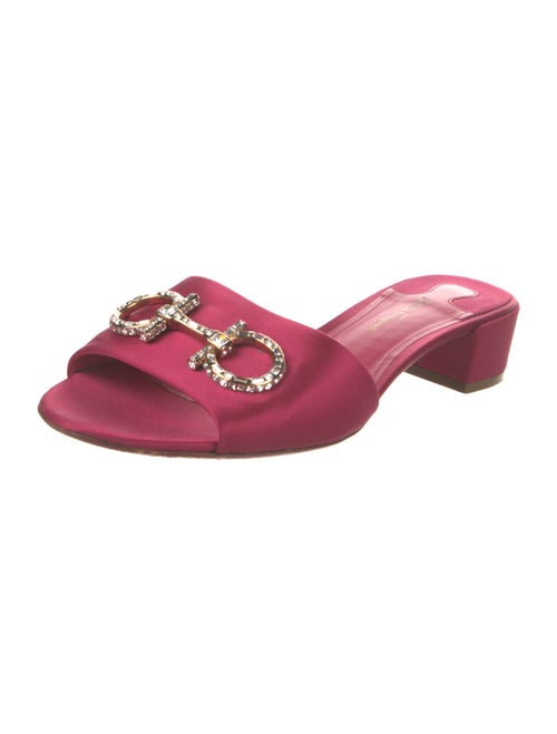 Salvatore Ferragamo Satin Crystal Embellishments Slides