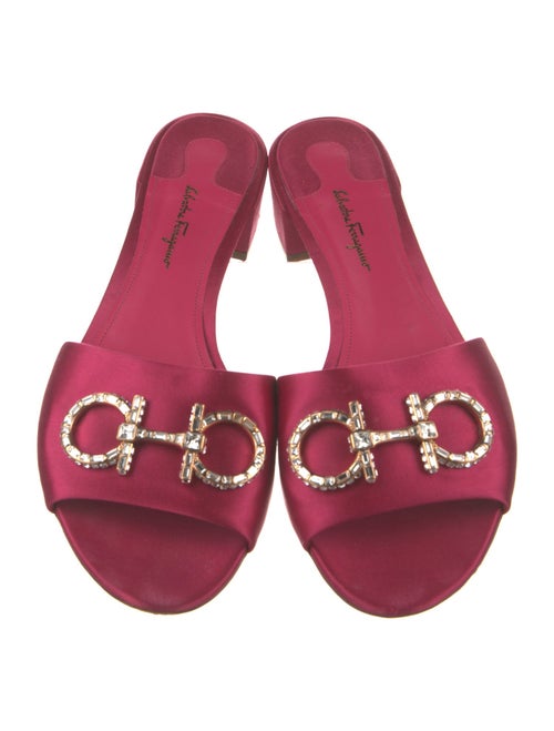 Salvatore Ferragamo Satin Crystal Embellishments Slides