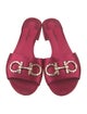 Salvatore Ferragamo Satin Crystal Embellishments Slides