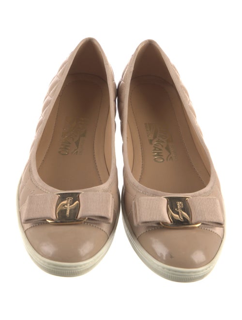 Salvatore Ferragamo Leather Bow Accents Flats