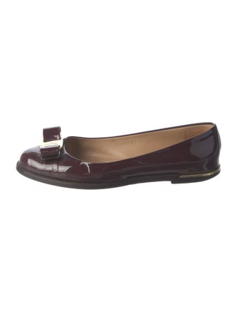 Salvatore Ferragamo Vara Bow Accent Patent Leather Flats