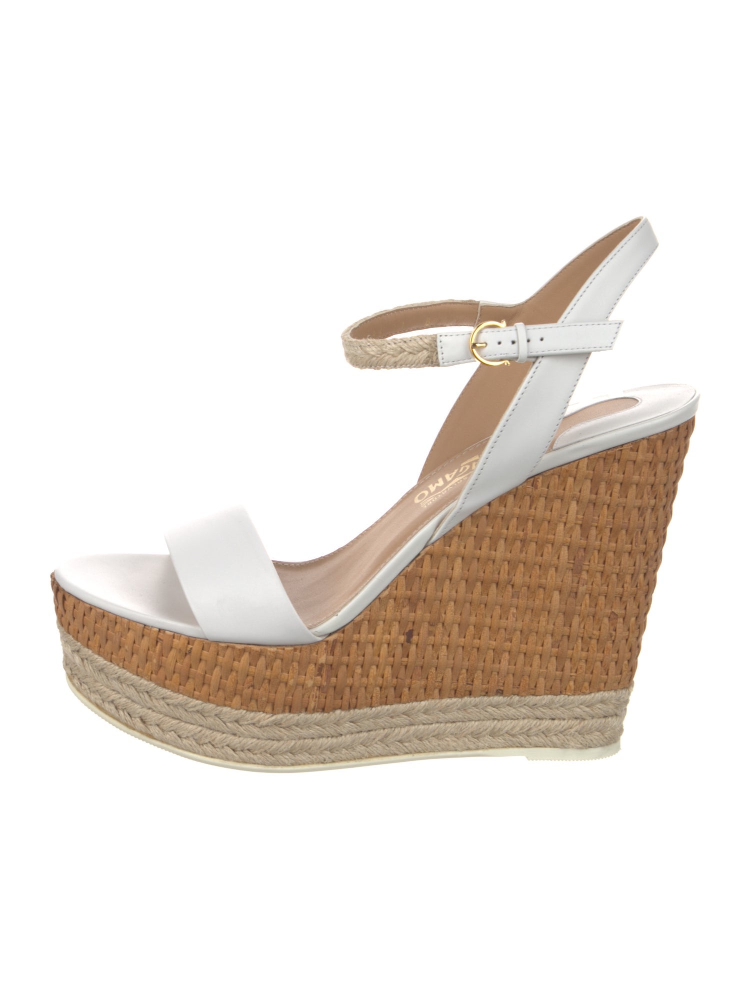 Salvatore Ferragamo Leather Braided Accents Espadrilles