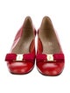 Salvatore Ferragamo Leather Bow Accents Flats