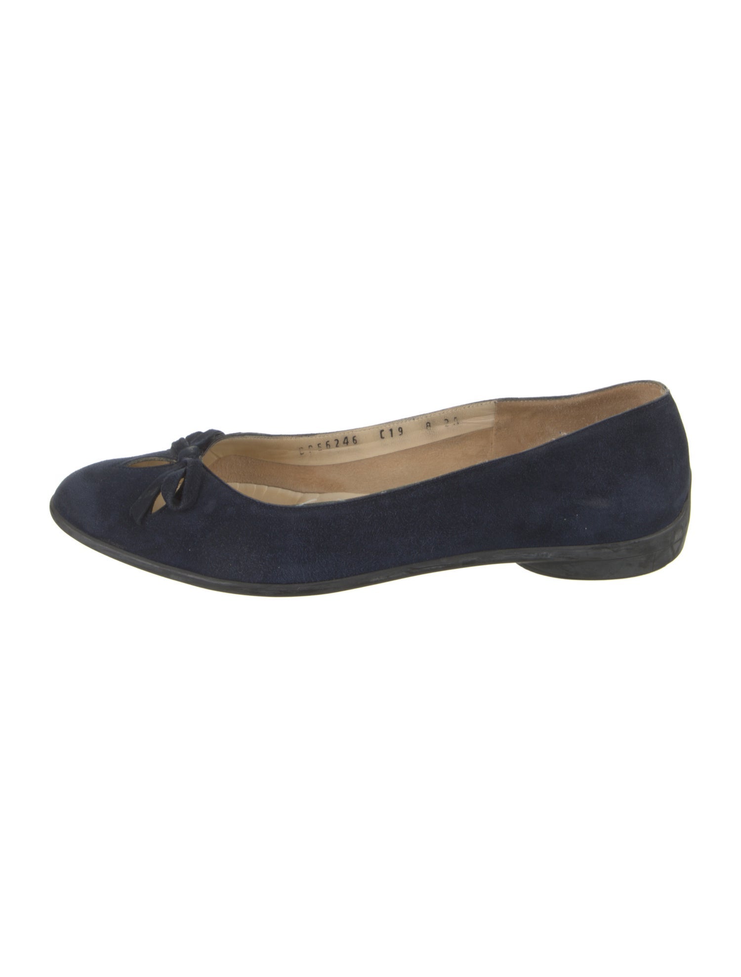 Salvatore Ferragamo Suede Bow Accents Ballet Flats