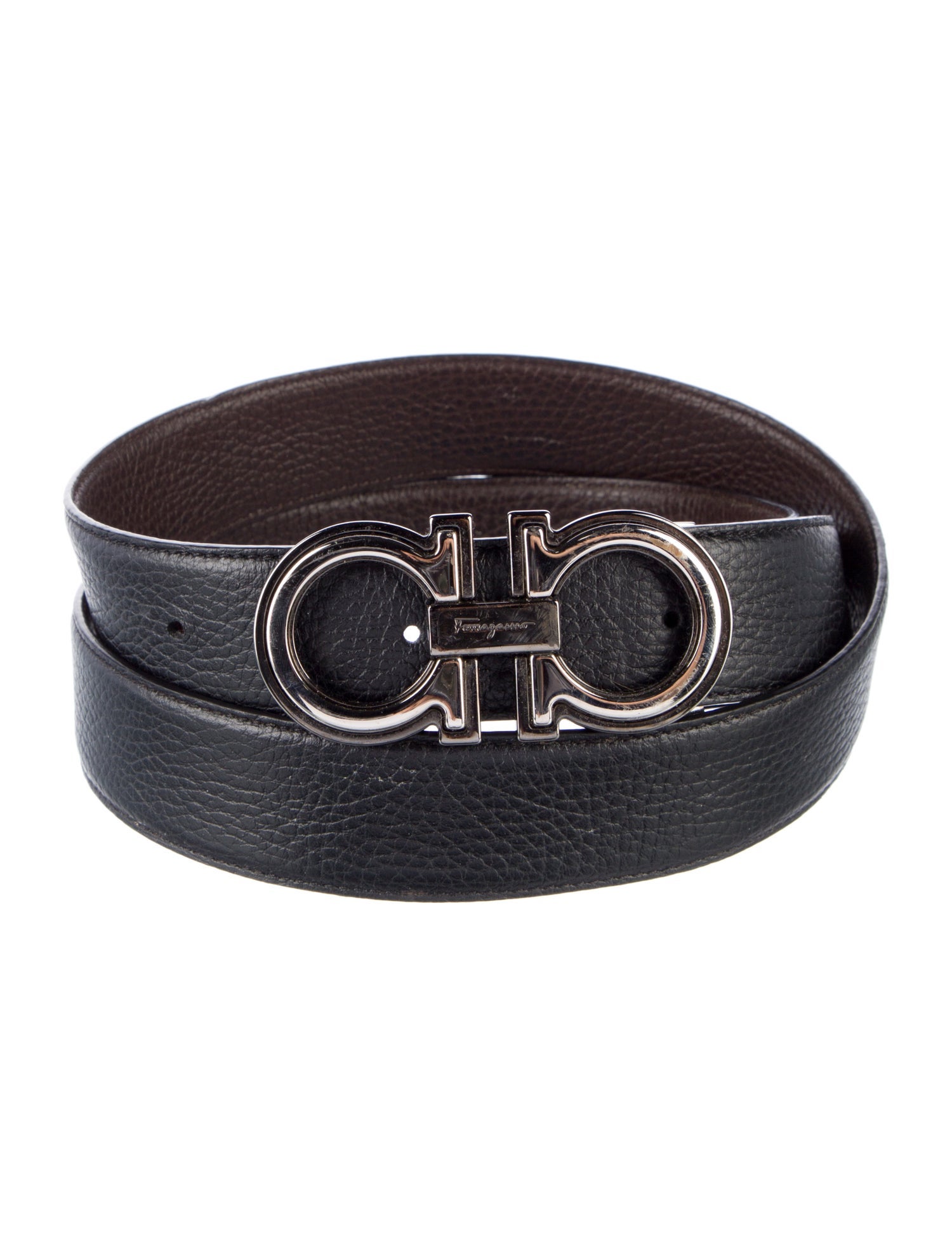 Salvatore Ferragamo Gancini Logo Leather Waist Belt