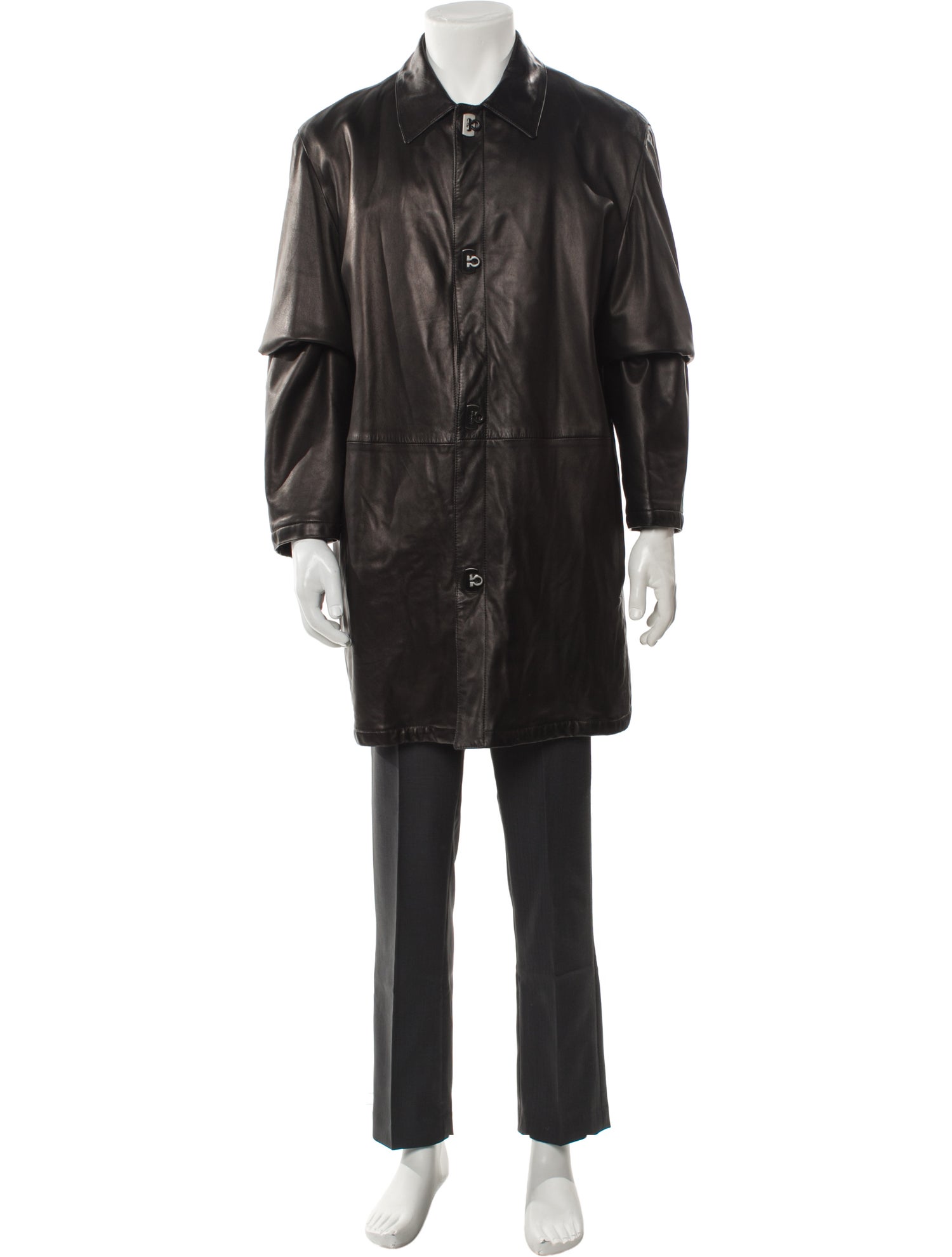 Salvatore Ferragamo Leather Overcoat