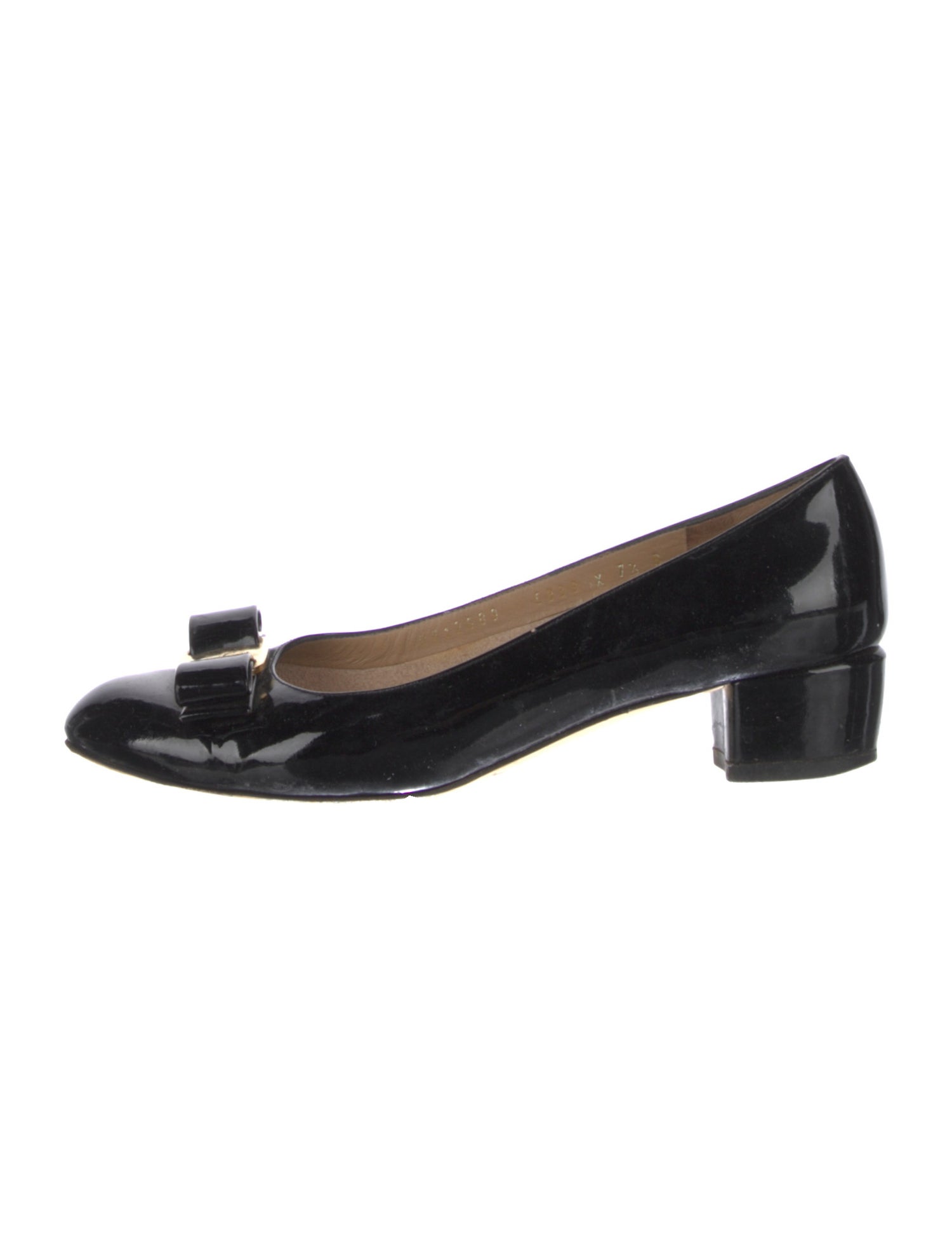 Salvatore Ferragamo Patent Leather Bow Accents Pumps