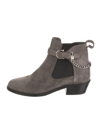 Salvatore Ferragamo Suede Chain-Link Accents Boots