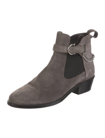 Salvatore Ferragamo Suede Chain-Link Accents Boots