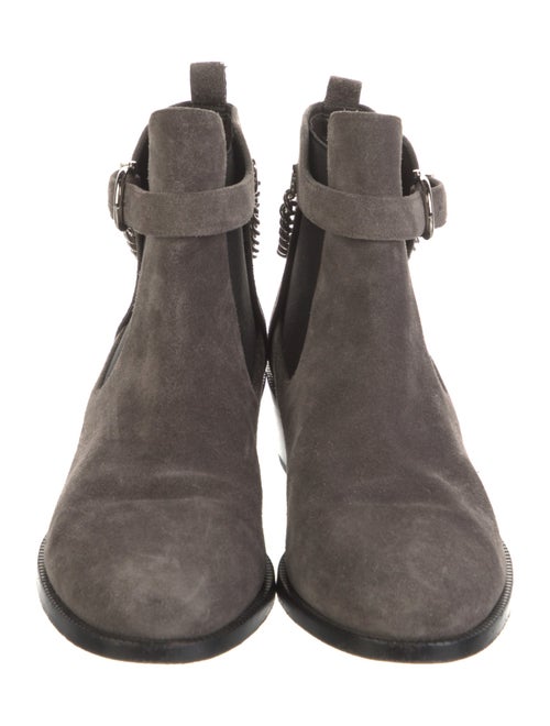 Salvatore Ferragamo Suede Chain-Link Accents Boots