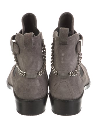 Salvatore Ferragamo Suede Chain-Link Accents Boots