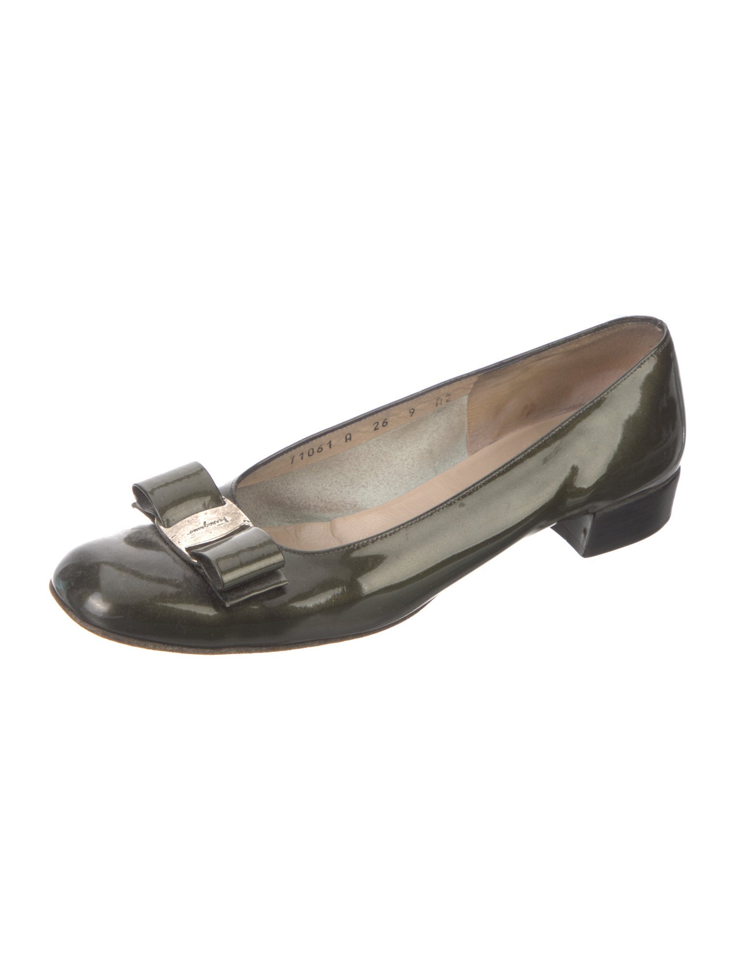 Salvatore Ferragamo Vara Bow Accent Patent Leather Ballet Flats