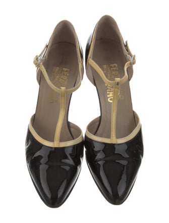 Salvatore Ferragamo Patent Leather T-Strap Pumps