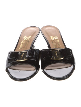 Salvatore Ferragamo Vara Bow Accent Patent Leather Slides