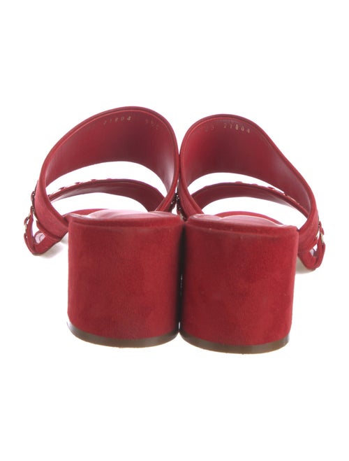 Salvatore Ferragamo Suede Chain-Link Accents Slides