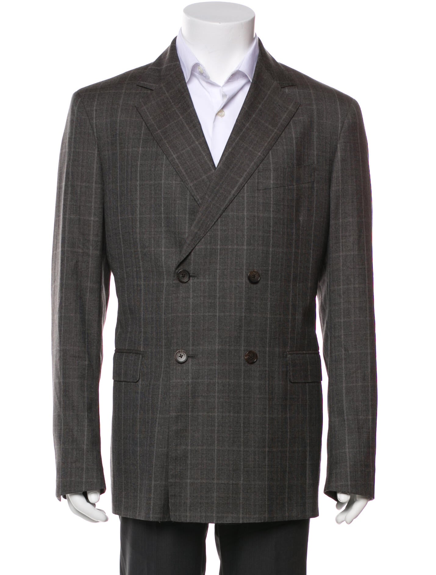 Salvatore Ferragamo Wool Plaid Print Blazer