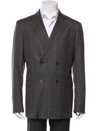 Salvatore Ferragamo Wool Plaid Print Blazer