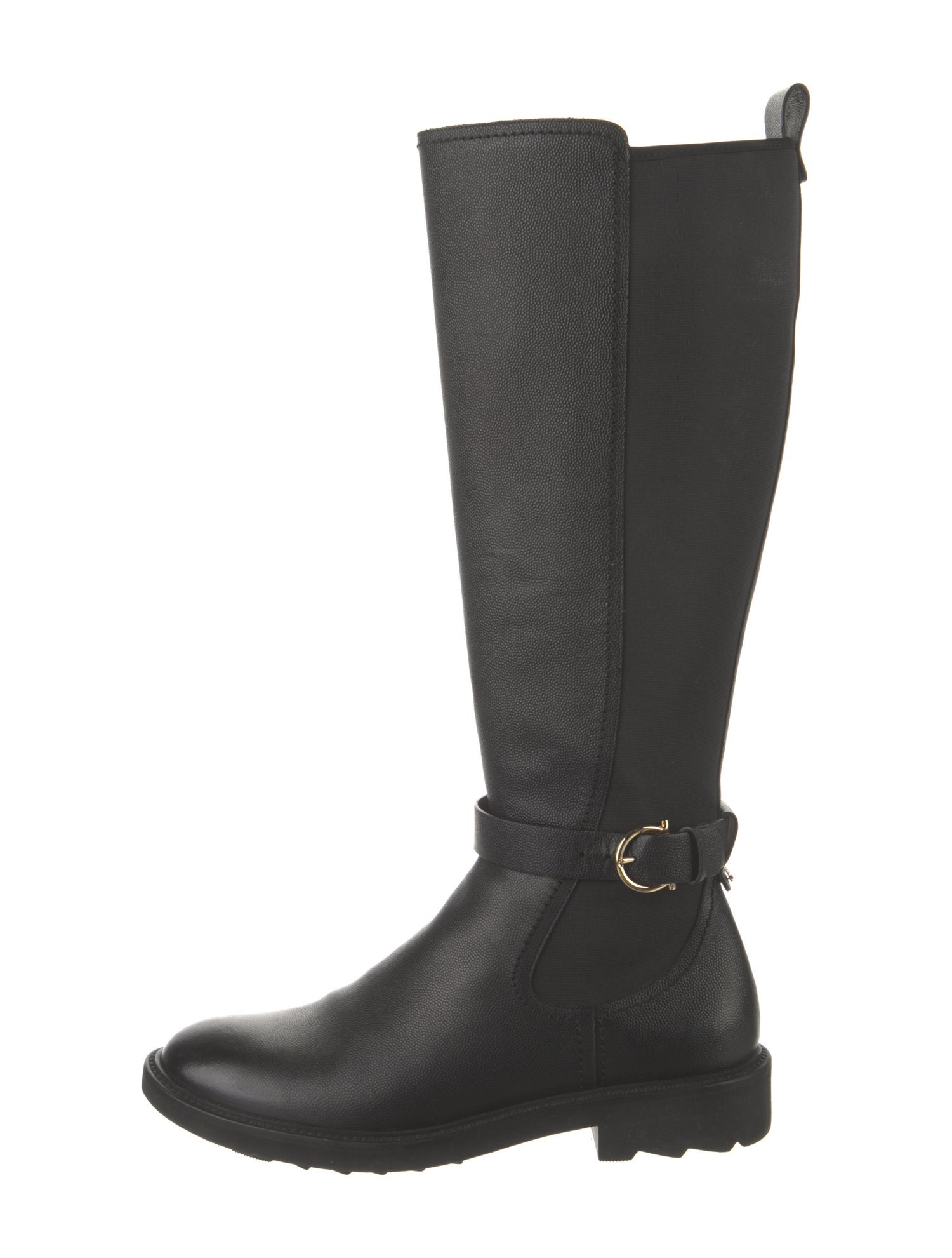 Salvatore Ferragamo Gancini Logo Leather Riding Boots