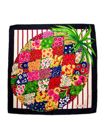 Salvatore Ferragamo Silk Floral Print Scarf