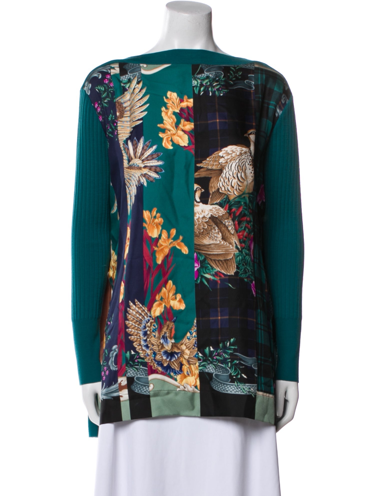 Salvatore Ferragamo Virgin Wool Floral Print Tunic
