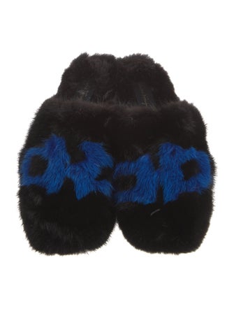 Salvatore Ferragamo Faux Fur Graphic Print Mules