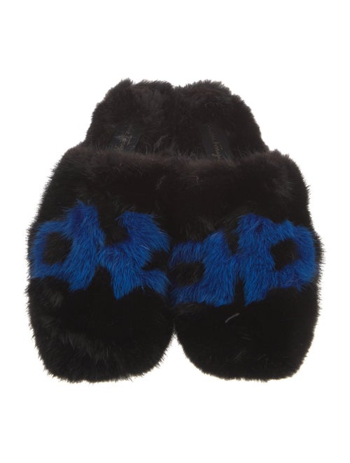 Salvatore Ferragamo Faux Fur Graphic Print Mules