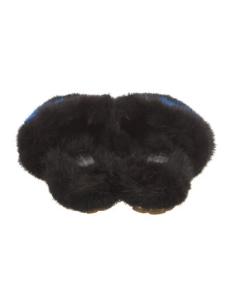 Salvatore Ferragamo Faux Fur Graphic Print Mules