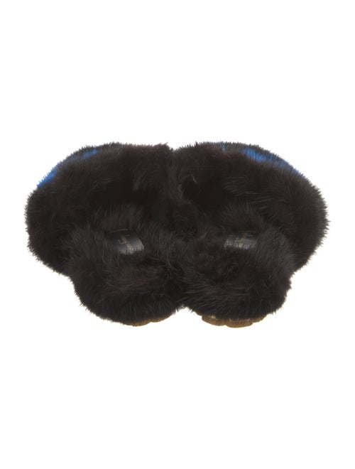 Salvatore Ferragamo Faux Fur Graphic Print Mules