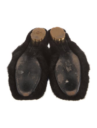 Salvatore Ferragamo Faux Fur Graphic Print Mules