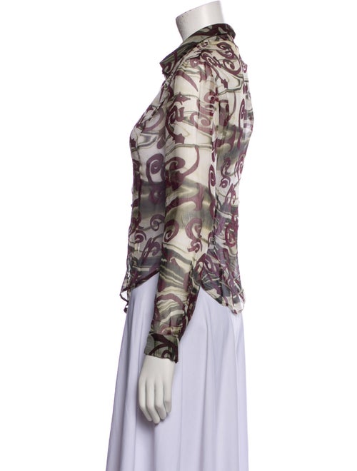 Salvatore Ferragamo Printed Long Sleeve Button-Up Top