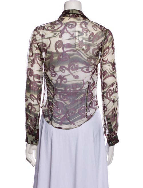 Salvatore Ferragamo Printed Long Sleeve Button-Up Top