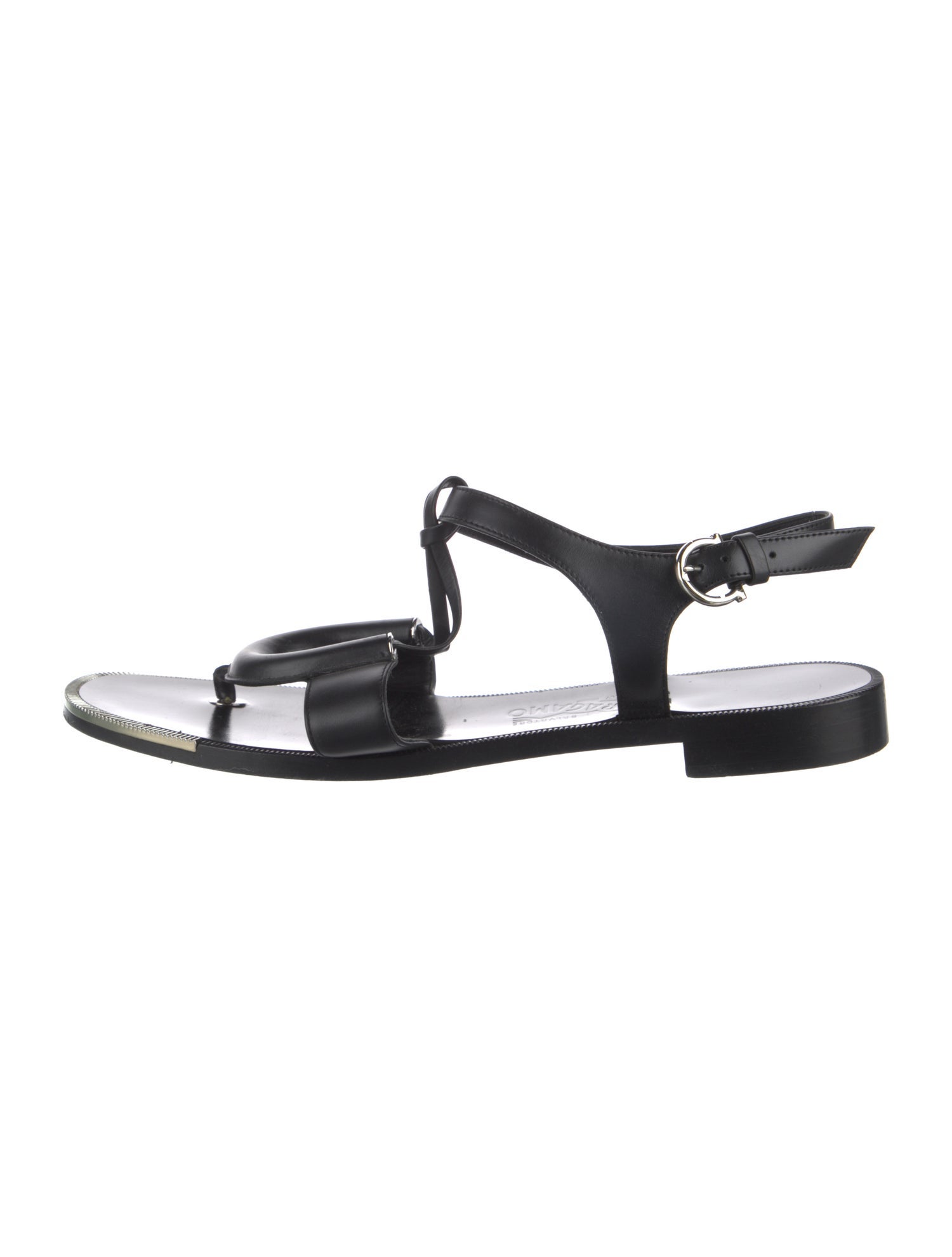 Salvatore Ferragamo Gancini Logo Leather Sandals