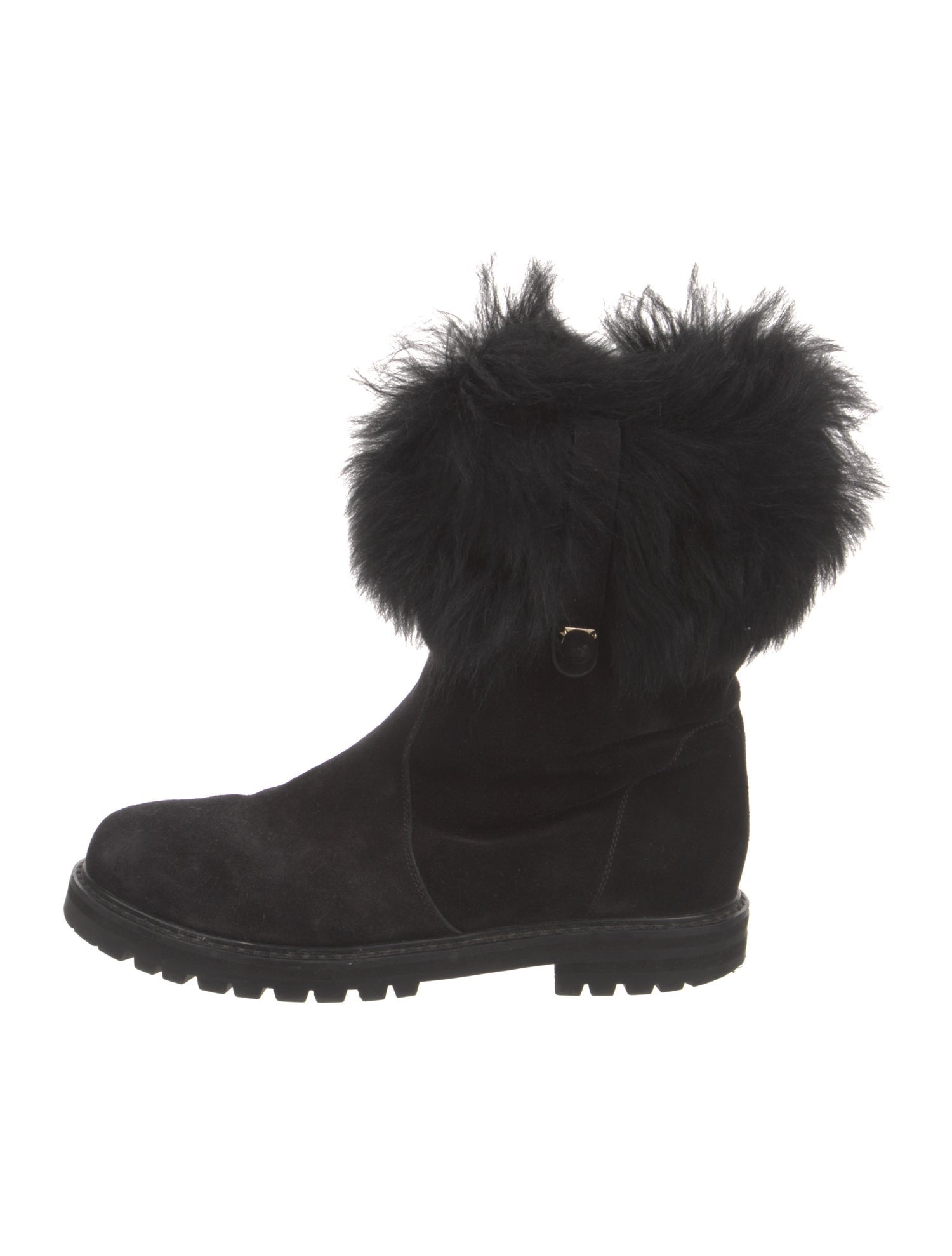 Salvatore Ferragamo Suede Faux Fur Trim Boots