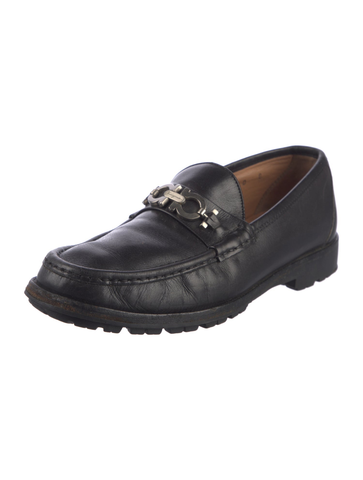 Salvatore Ferragamo Gancini Logo Leather Dress Loafers