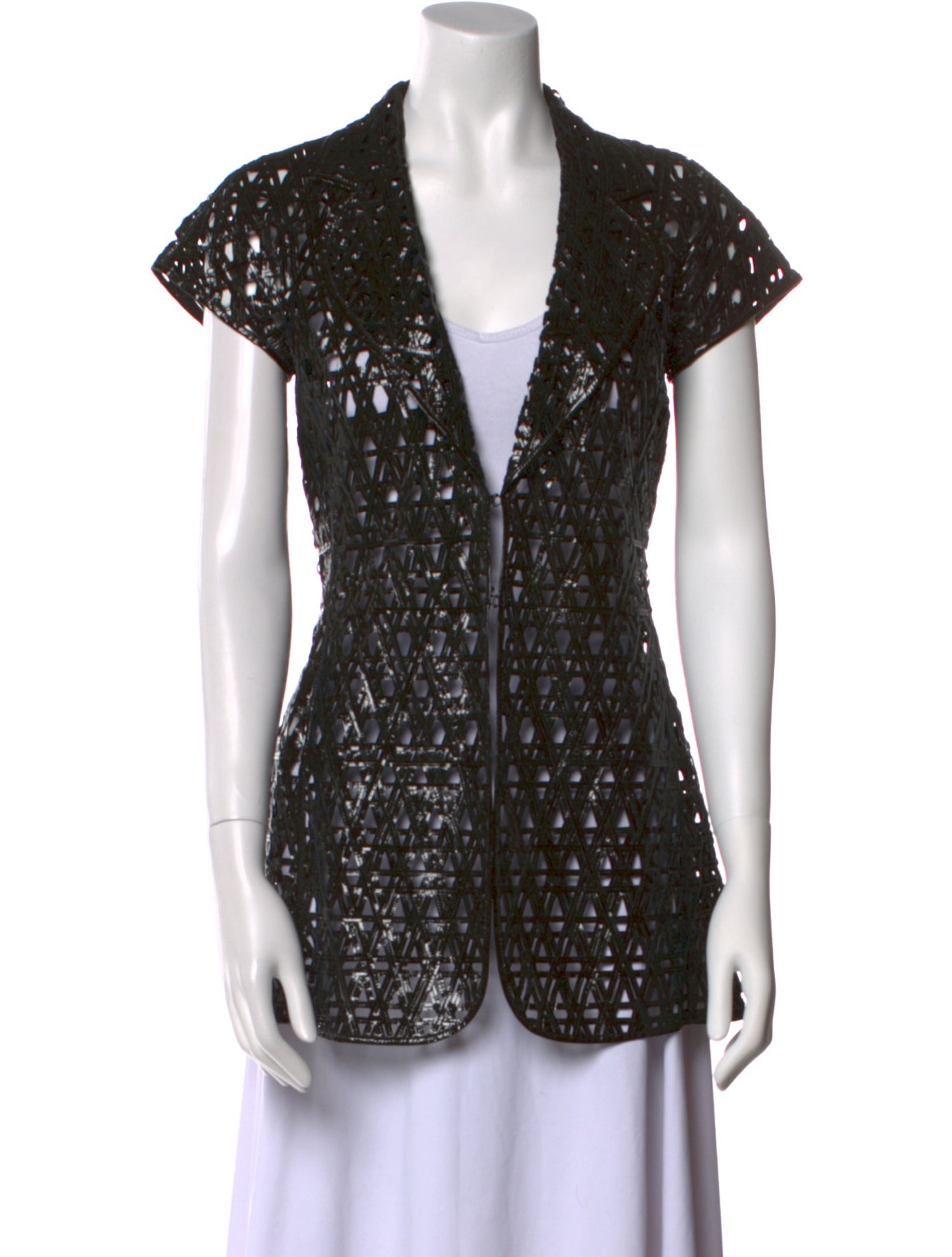 Salvatore Ferragamo Leather Printed Button-Up Top