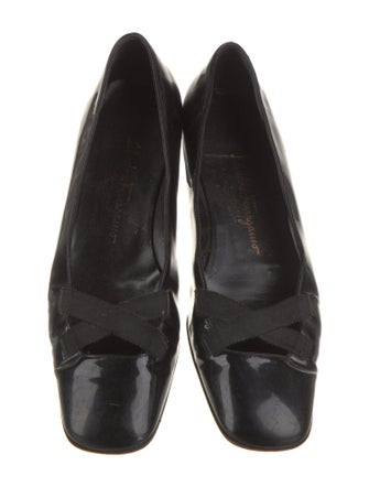 Salvatore Ferragamo Patent Leather Grosgrain Trim Flats