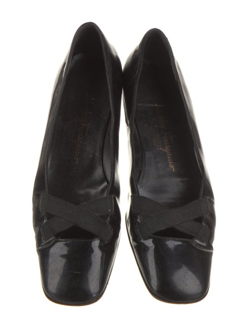 Salvatore Ferragamo Patent Leather Grosgrain Trim Flats
