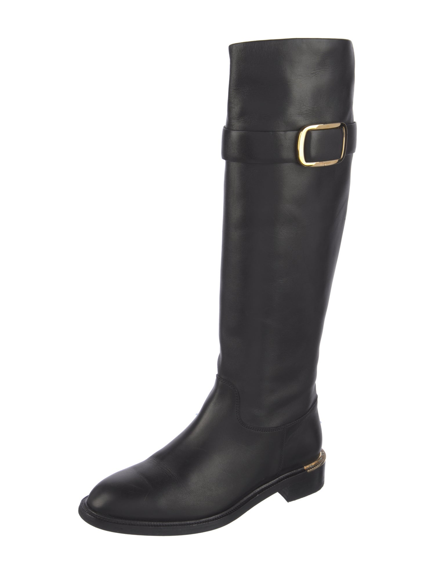 Salvatore Ferragamo Gancini Logo Leather Riding Boots