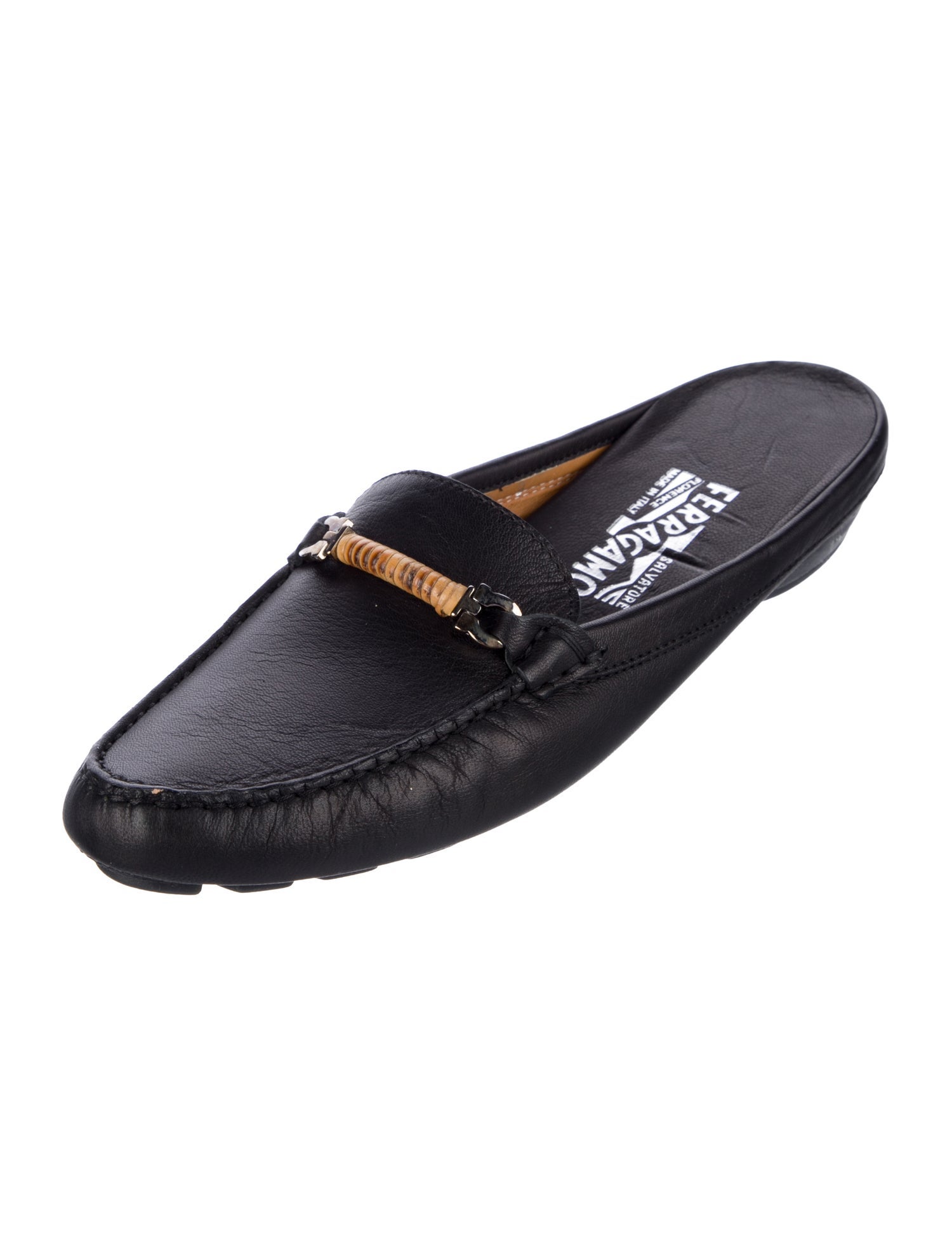Salvatore Ferragamo Gancini Logo Leather Mules