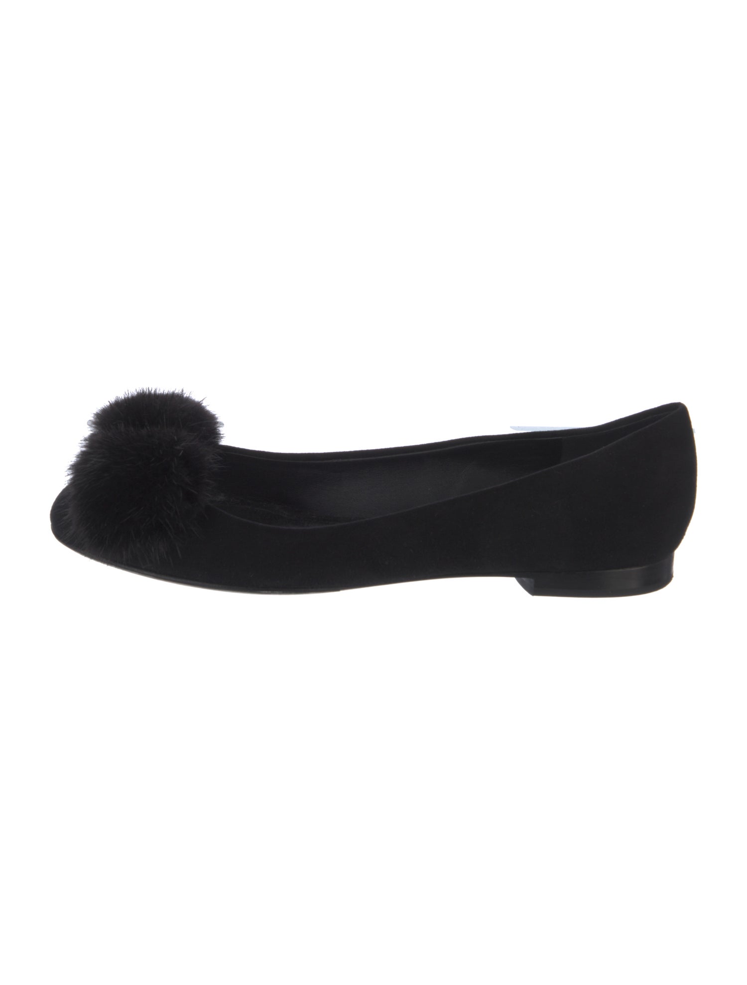 Salvatore Ferragamo Suede Pom-Pom Embellishments Flats