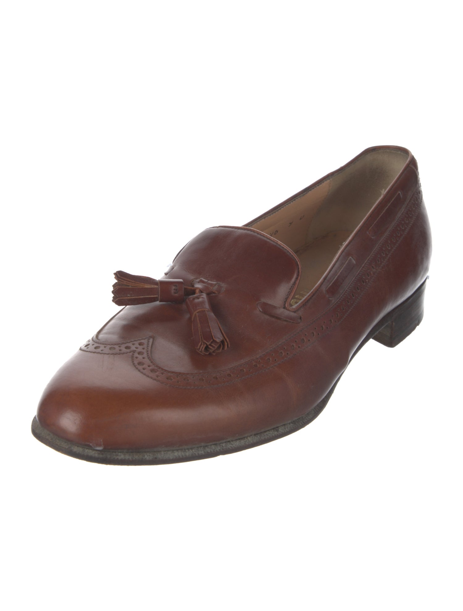 Salvatore Ferragamo Leather Tassel Accents Loafers