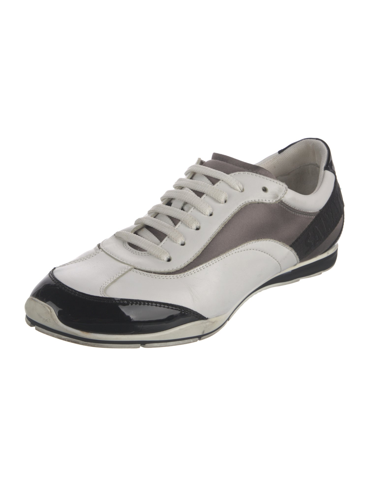 Salvatore Ferragamo Leather Colorblock Pattern Sneakers