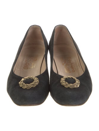Salvatore Ferragamo Chain-Link Accent Suede Flats