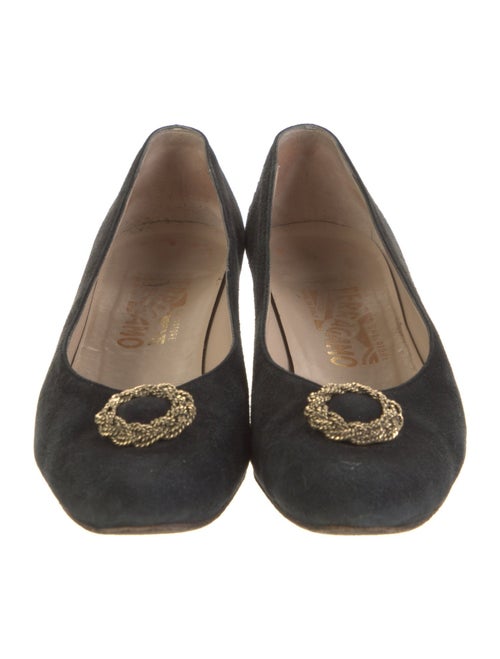 Salvatore Ferragamo Chain-Link Accent Suede Flats